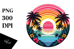 Retro Tropical Rainbow Sunset, 20 oz Tumbler Product Image 1