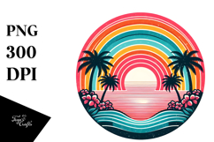 Retro Tropical Rainbow Sunset, 20 oz Tumbler Product Image 1