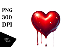 Red Glossy Heart Watercolor PNG Product Image 1