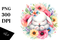 Watercolor Cute Baby Bunny Sleeping Product Image 1