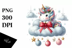 Cute Christmas Unicorn PNG Product Image 3