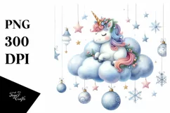Cute Christmas Unicorn PNG Product Image 1