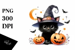 Simple Funny Black Cat Halloween PNG Product Image 3