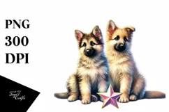 Colorful German Shepherd with Heart PNG Product Image 1