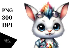 Cute Baby Rabbit in Summer Clothes PNG Product Image 1