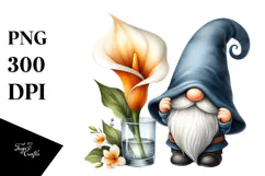 Cute GNOME with Calla Lily, Transparent PNG Product Image 1