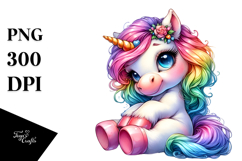 Vibrant Cute Baby Unicorn, PNG Product Image 1