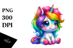 Joyful Baby Unicorn PNG Product Image 1