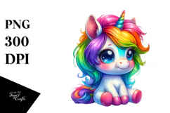 Joyful Baby Unicorn PNG Product Image 1