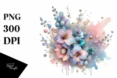 Abstract Shiny Delphinium Watercolor Clipart Product Image 1