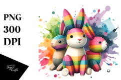 Colorful Bunny Wood PNG Product Image 1