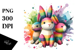 Colorful Bunny Wood PNG Product Image 1