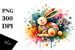 Colorful Bunny Wood PNG Product Image 1