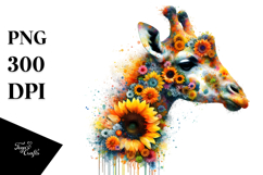 Vibrant Watercolor Giraffe Abstract PNG Product Image 1