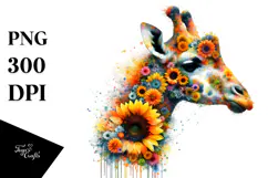 Vibrant Watercolor Giraffe Abstract PNG Product Image 1