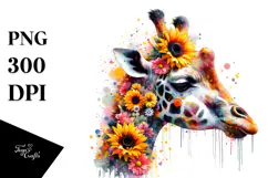 Vibrant Watercolor Giraffe Abstract PNG Product Image 1