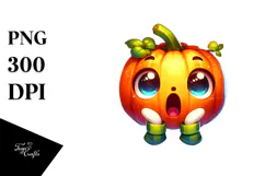 Funny Chibi-style Pumpkin, Colorful PNG Product Image 1