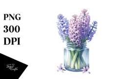 Watercolor Jar with Large Hyacinth PNG Product Image 1