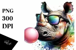 Quirky Colorful Watercolor Rhino | Clipart Product Image 3