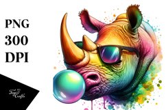 Quirky Colorful Watercolor Rhino | Clipart Product Image 3