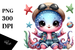 Energetic Baby Octopus, High-Res PNG Product Image 1