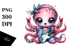 Energetic Baby Octopus PNG Product Image 1