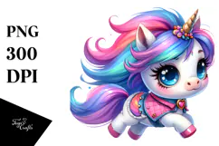 Cute Unicorn Running PNG Product Image 1