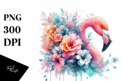 Flowers Flamingo Splashes | Sublimation | Clipart Product Image 1