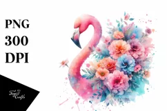 Flowers Flamingo Splashes | Sublimation | Clipart Product Image 1