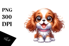 Happy Baby Cavalier King Charles Spaniel Watercolor PNG Product Image 1