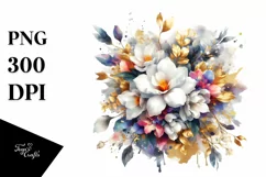 Vibrant Bouquet with Gardenia Splash | Sublimation | Clipart Product Image 3
