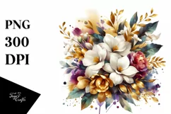 Vibrant Bouquet with Gardenia Splash | Sublimation | Clipart Product Image 1