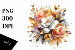 Vibrant Bouquet with Gardenia Splash | Sublimation | Clipart Product Image 1
