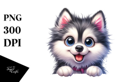 Cute Siberian Husky with Big Eyes PNG Product Image 1