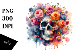 Colorful Skull Half Flower PNG Product Image 1