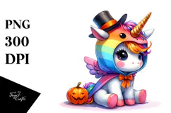 Cute Baby Unicorn, Halloween PNG Product Image 1