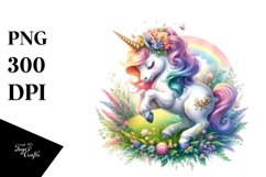 Colorful Baby Unicorn in Meadow Product Image 3