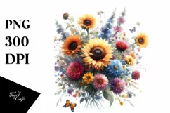 Colorful Watercolor Sunflower Clipart\ Product Image 3