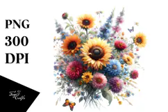 Colorful Watercolor Sunflower Clipart\ Product Image 1