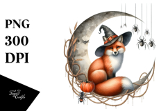 Fox on Halloween Moon PNG Product Image 1