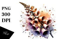 Shiny Foxglove with Gold Insertions, PNG Art Product Image 1