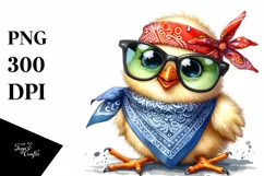 Watercolor Funny Chick Sitting Bandana Fancy es Product Image 3