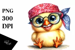 Watercolor Funny Chick Sitting Bandana Fancy es Product Image 3
