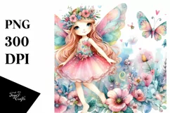 Whimsical Cute Fairy Watercolor | Clipart Product Image 3