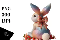Colorful Vintage Bunny Sitting PNG Product Image 1