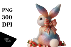 Colorful Vintage Bunny Sitting PNG Product Image 1