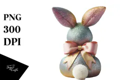 Colorful Vintage Sitting Bunnies PNG Product Image 1