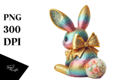 Colorful Vintage Bunny Sitting PNG Product Image 1