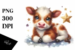 Smiling Baby Highland Cow in Recipient | Clipart Product Image 3