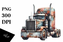 Vintage Rusty Semi Truck, Transparent PNG Product Image 3